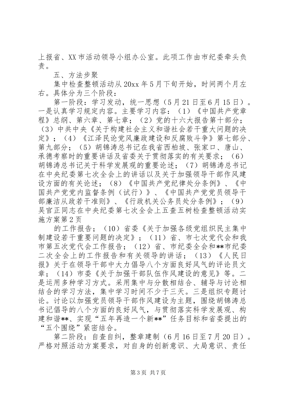 五查五树检查整顿活动方案_第3页