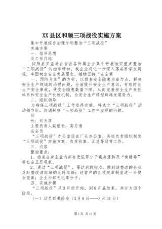 XX县区和顺三项战役方案