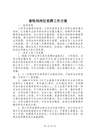 畜牧局岗位竞聘工作实施方案