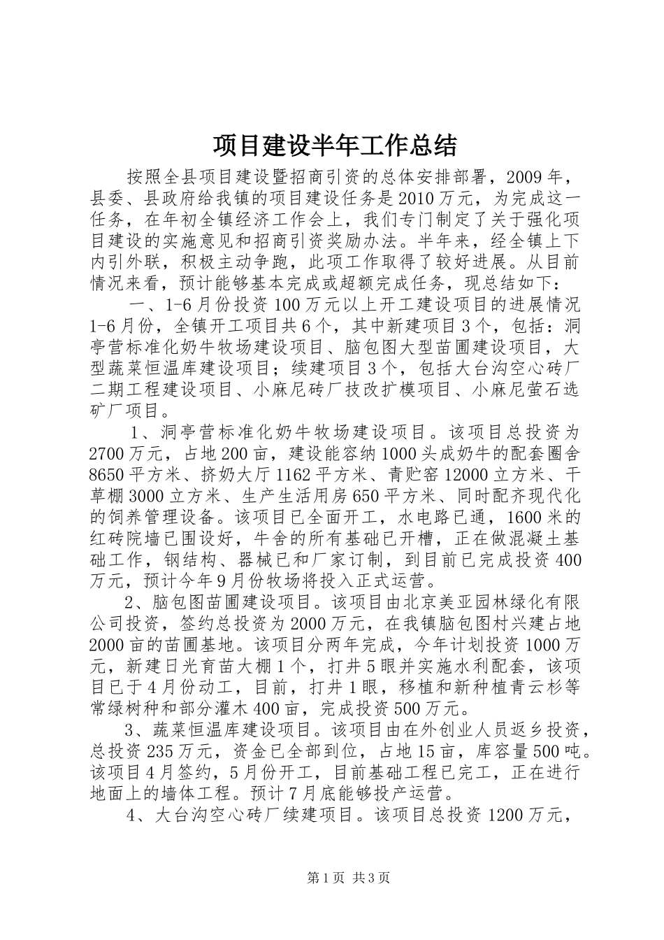 项目建设半年工作总结_第1页