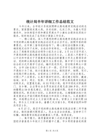 统计局半年详细工作总结范文