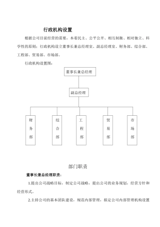 公司行政机构设置及部门职责