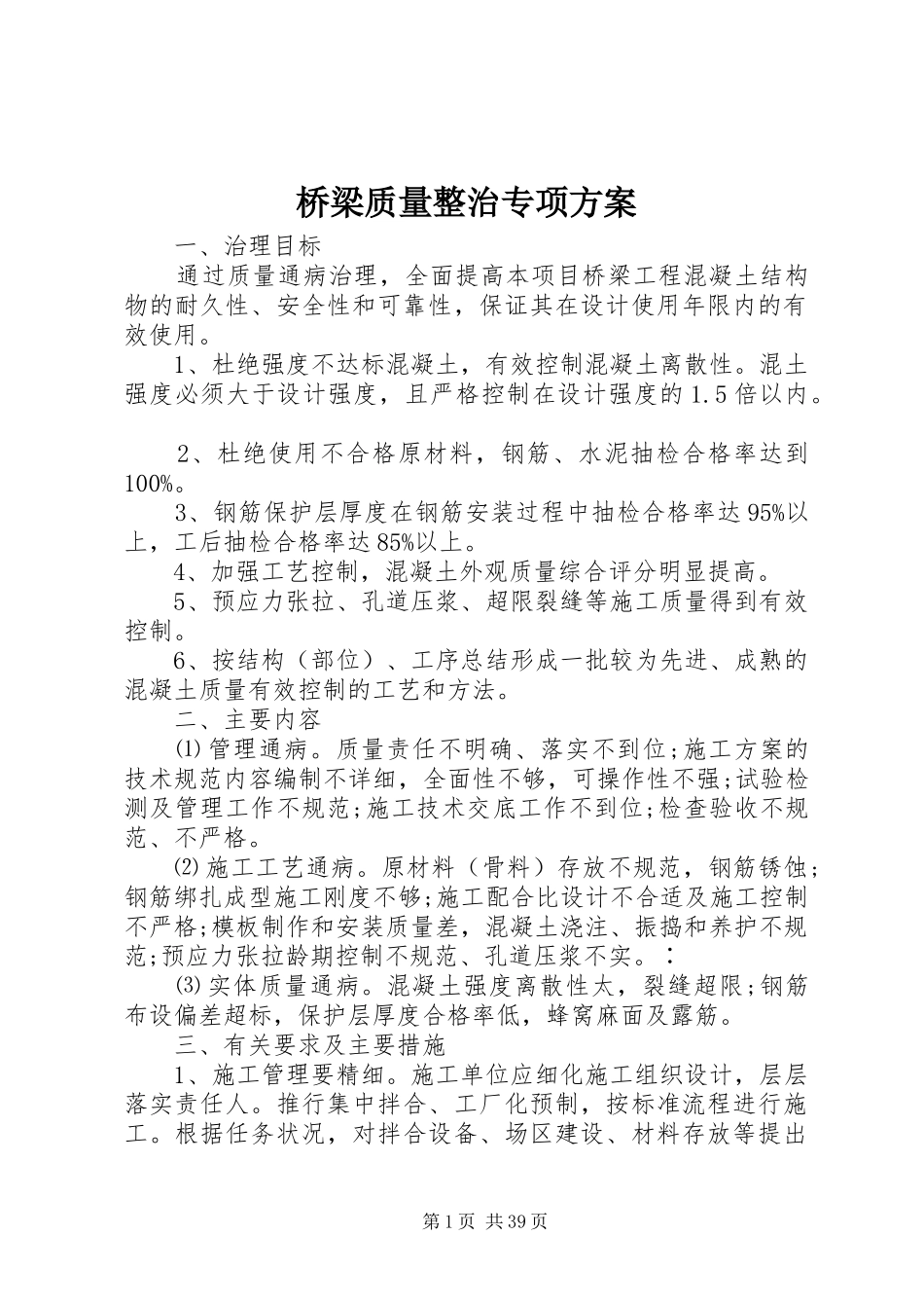 桥梁质量整治专项方案_第1页