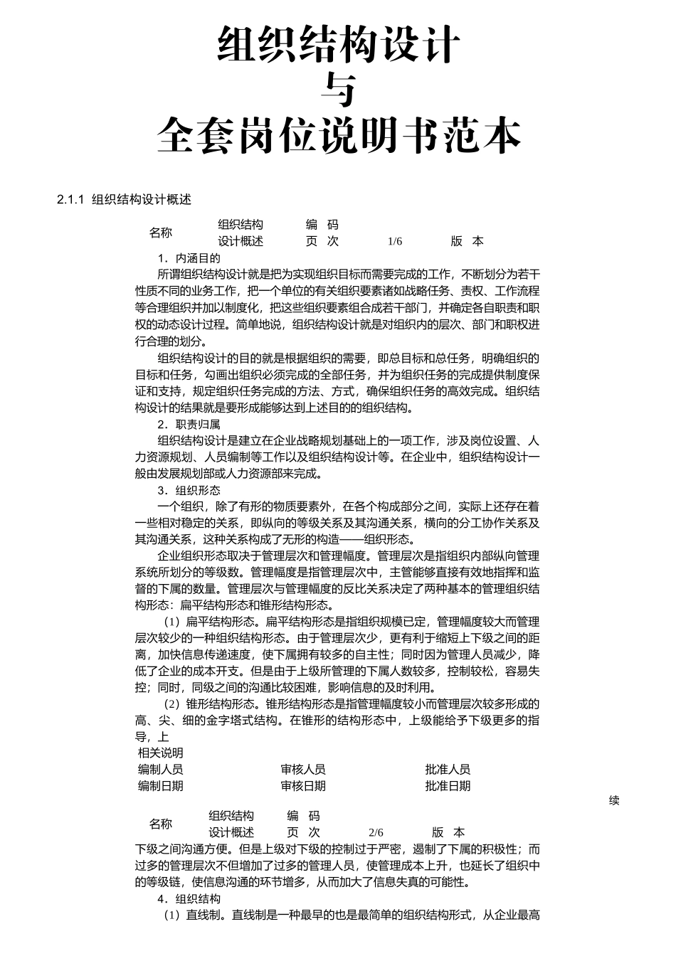 公司组织结构设计与岗位职责大全_第1页