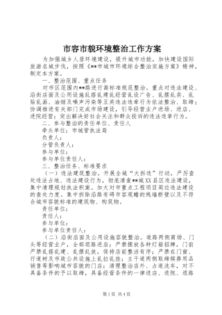 市容市貌环境整治工作实施方案