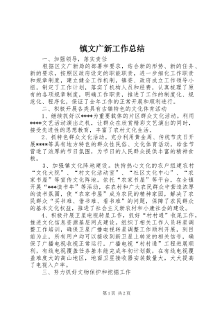 镇文广新工作总结