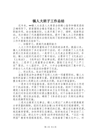 镇人大班子工作总结