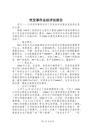 突发事件总结评估报告