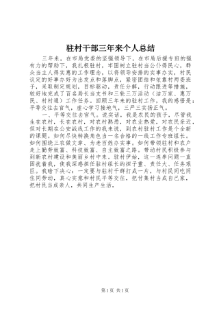 驻村干部三年来个人总结