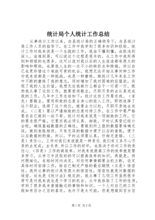 统计局个人统计工作总结