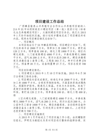 项目建设工作总结