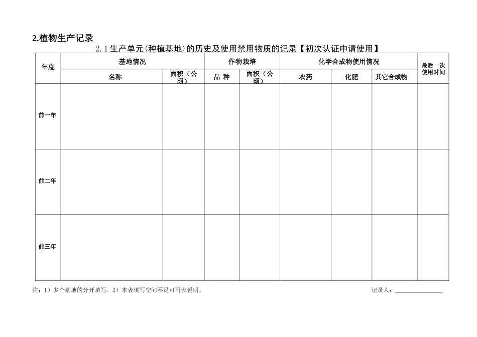 有机产品认证记录表植物生产_第3页