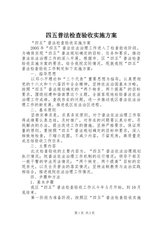 四五普法检查验收方案