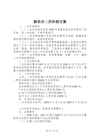 新农合二次补助实施方案