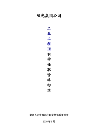 工业工程ie职种任职资格体系标准