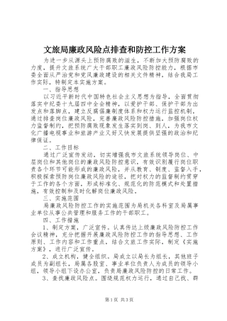 文旅局廉政风险点排查和防控工作实施方案