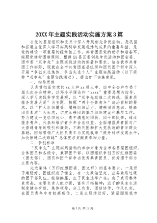 XX年主题实践活动方案篇