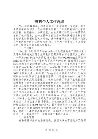 钻探个人工作总结