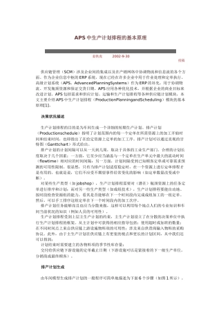 企业生产计划排程的基本原概述