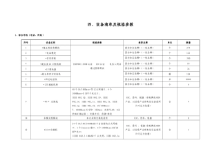 四、设备清单及规格参数