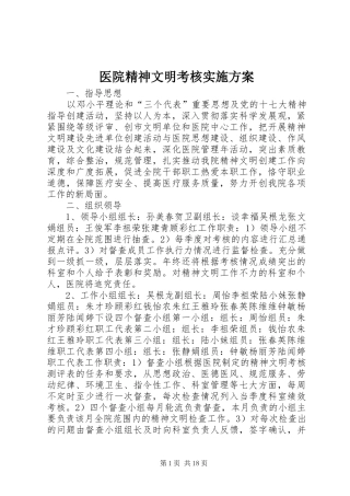 医院精神文明考核方案