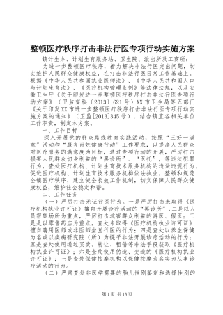 整顿医疗秩序打击非法行医专项行动方案