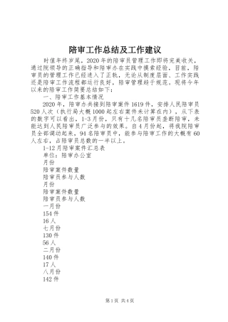 陪审工作总结及工作建议