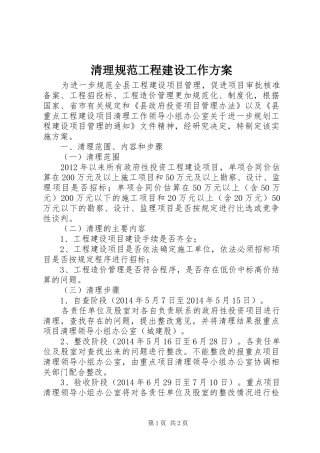 清理规范工程建设工作方案