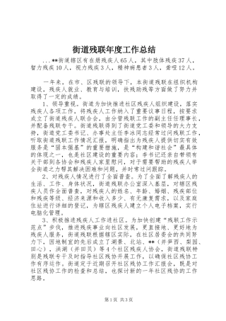 街道残联年度工作总结