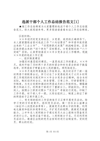 选派干部个人工作总结报告范文[1]