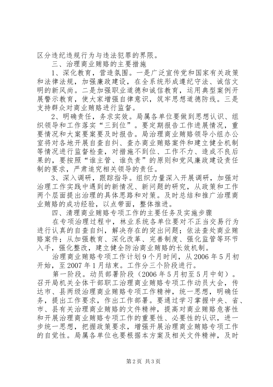 林业局开展治理商业贿赂专项工作方案_第2页