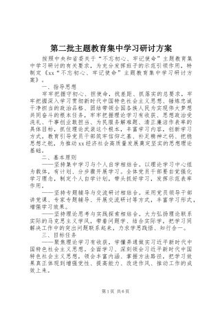 第二批主题教育集中学习研讨实施方案