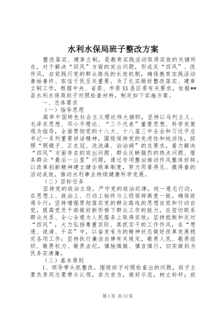 水利水保局班子整改实施方案