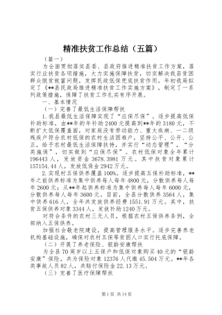 精准扶贫工作总结（五篇）