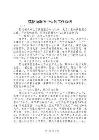 镇便民服务中心的工作总结