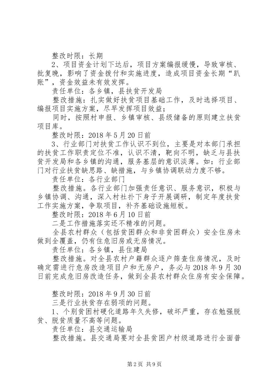 XX年脱贫攻坚存在问题整改方案 ()_第2页