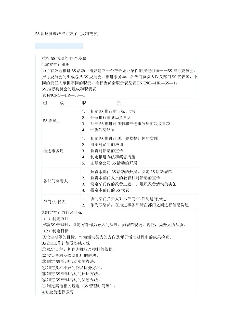 5S现场管理法推行方案_第1页