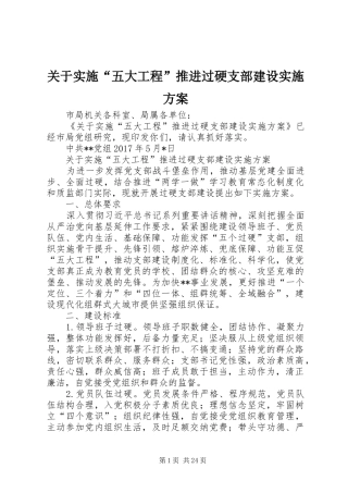 关于实施“五大工程”推进过硬支部建设方案