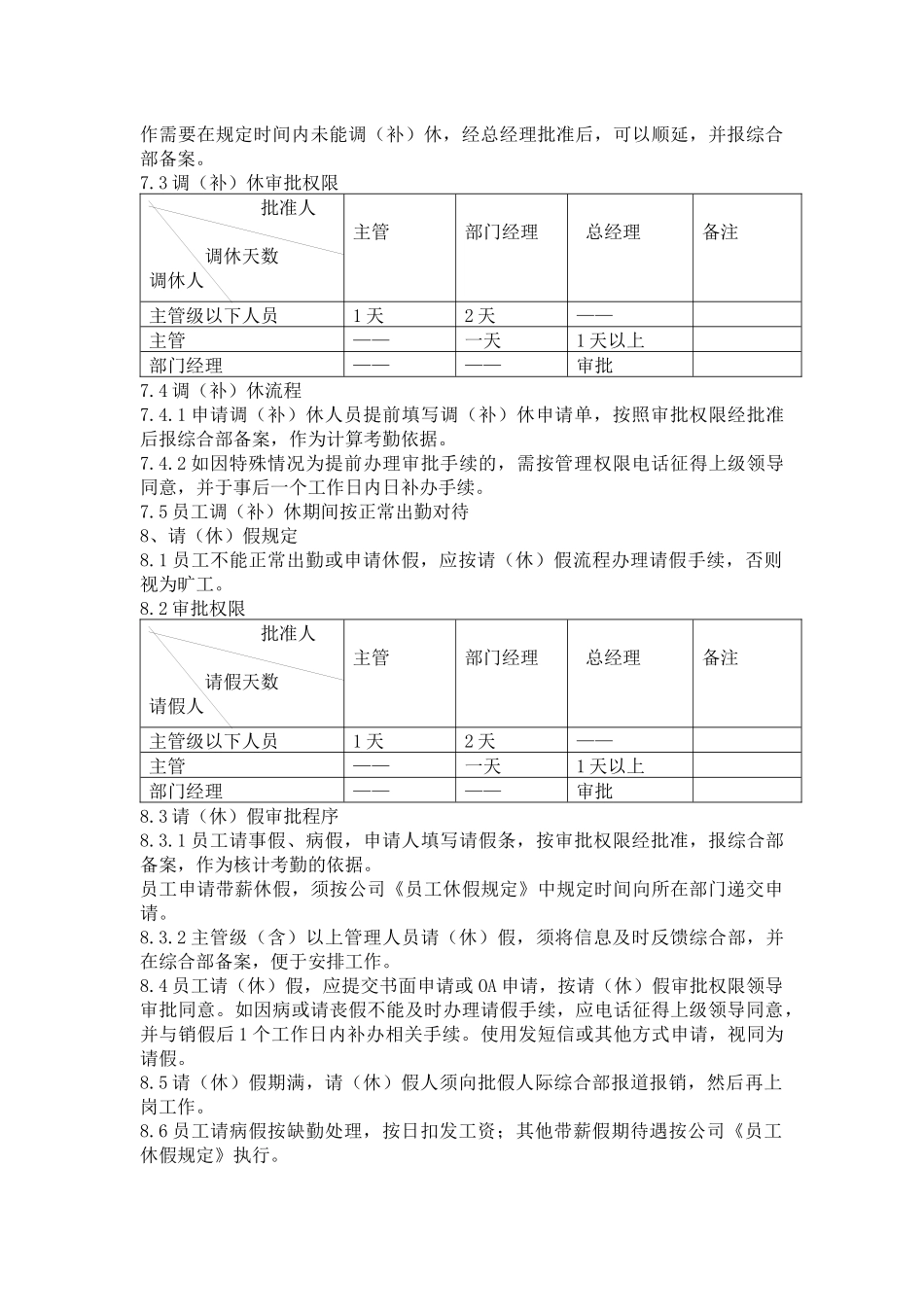 海棠湾餐饮有限公司考勤管理实施细则_第3页