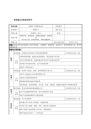 航材院熔铸中心常务副主任职务说明书