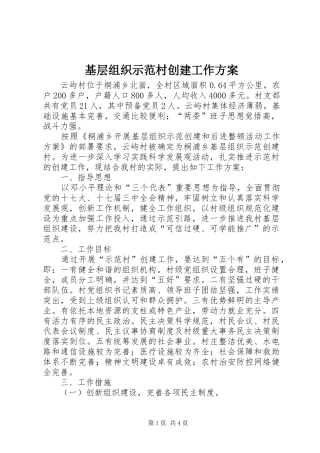 基层组织示范村创建工作实施方案