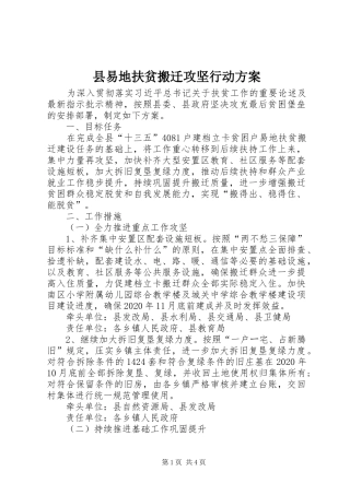县易地扶贫搬迁攻坚行动实施方案