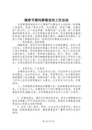 镇春节期间禁毒宣传工作总结