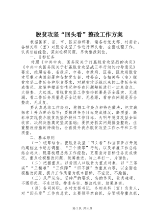 脱贫攻坚“回头看”整改工作实施方案