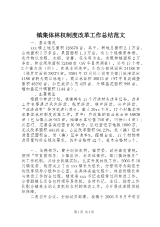 镇集体林权制度改革工作总结范文