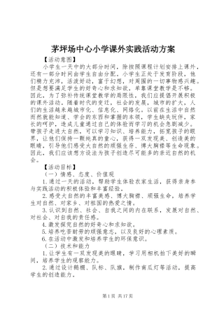 茅坪场中心小学课外实践活动实施方案