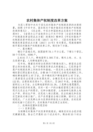 农村集体产权制度改革实施方案