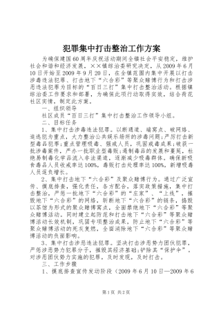 犯罪集中打击整治工作实施方案