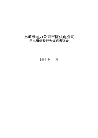 上海市电力公司市区供电公司有电组组长行为规范考评表