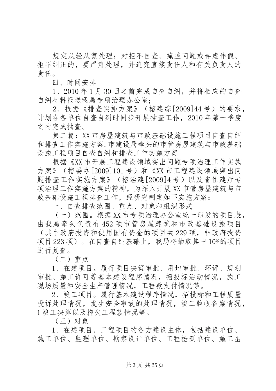 XX市房屋建筑与市政基础设施工程项目自查自纠和排查工作方案_第3页